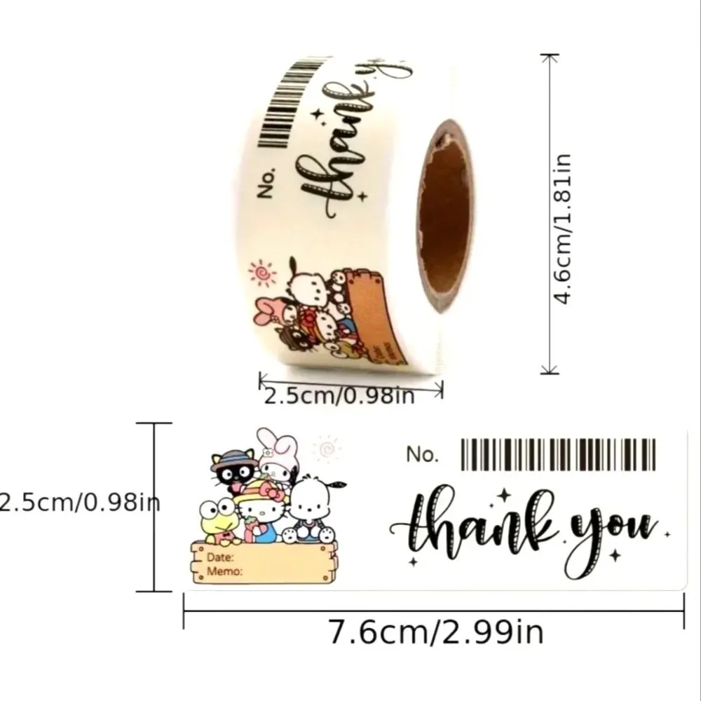 Sanrio, long thank you stickers pochacco